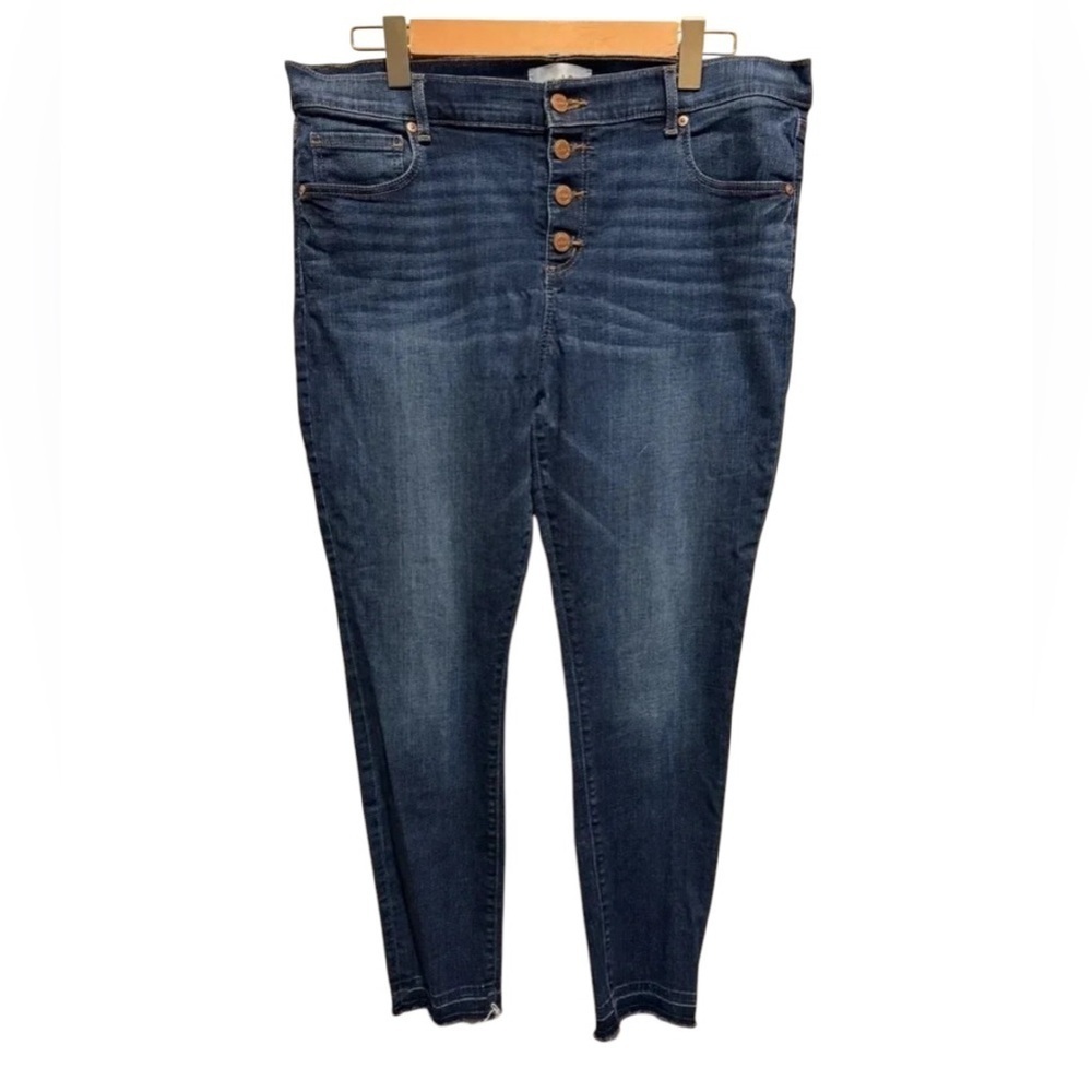 Loft Made and Loved Women’s Button Fly Modern Skinny Jeans Raw Hem 32/14